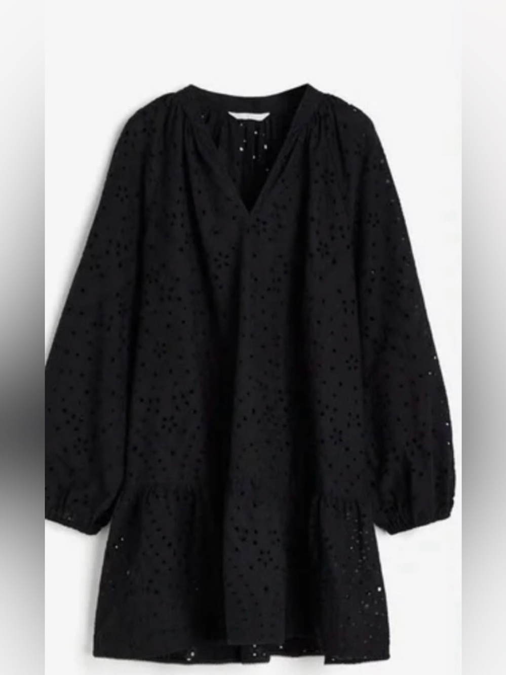 H&M Eyelet long sleeve dress, BLACK, Size XS NWT